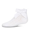 Girls' Knit Openwork Bow Anklet Socks : Color: White