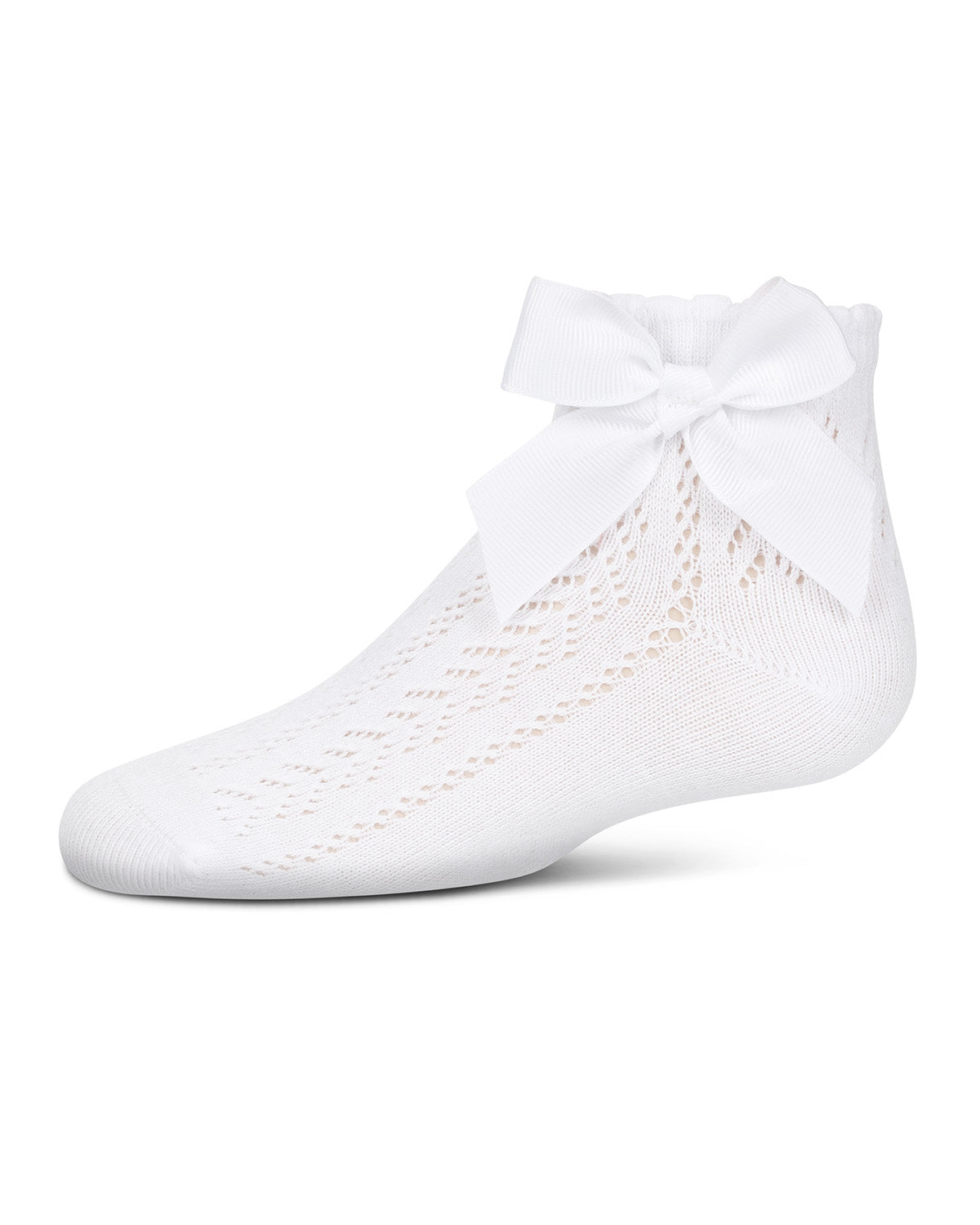 Girls' Knit Openwork Bow Anklet Socks : Color: White