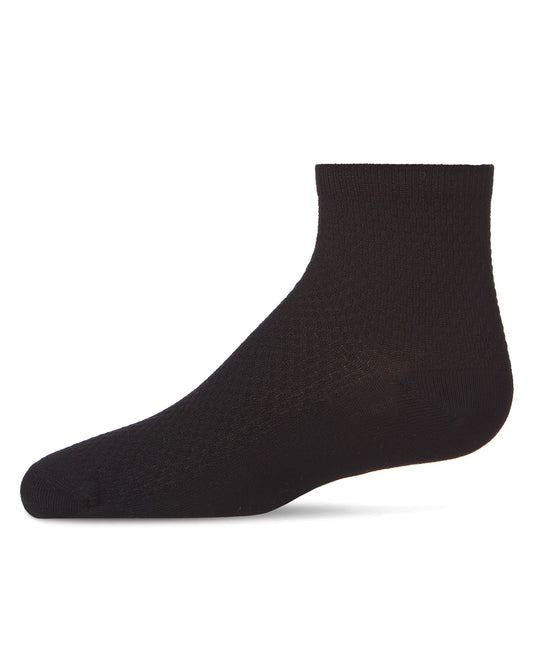 Girls' Pique Stitch Anklet Socks : Color: Black