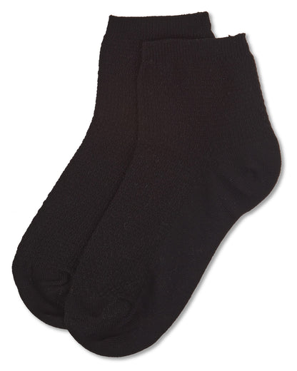 Girls' Pique Stitch Anklet Socks : Color: Black