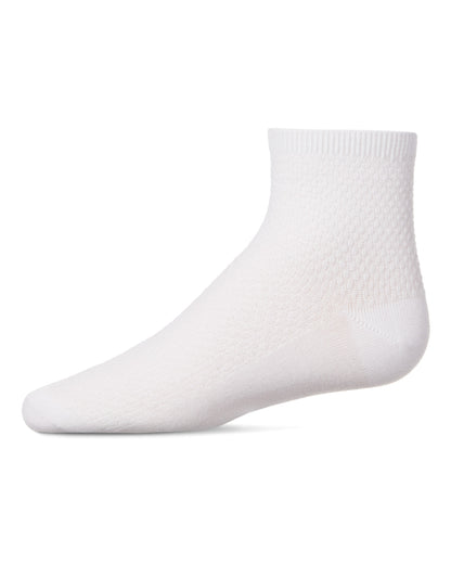 Girls' Pique Stitch Anklet Socks : Color: White