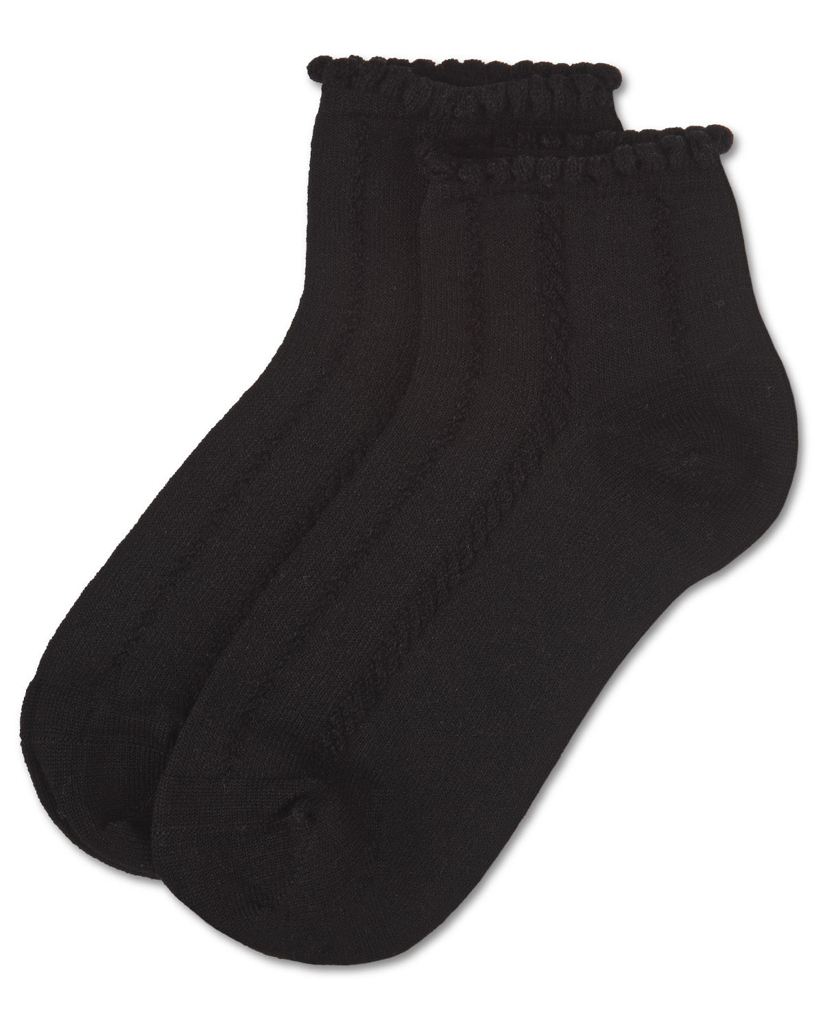 Girls' Rope Stitch Anklet Socks : Color: Black