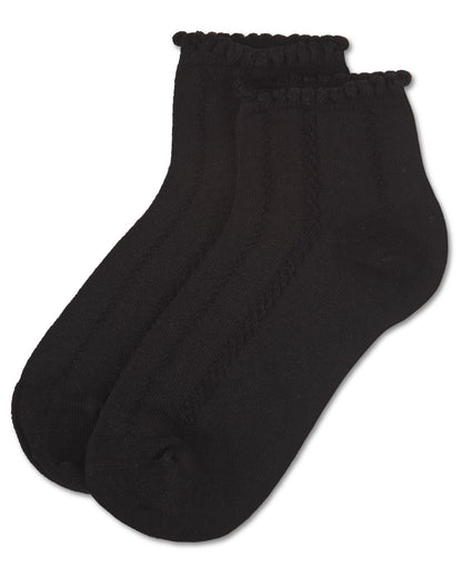 Girls' Rope Stitch Anklet Socks : Color: Black