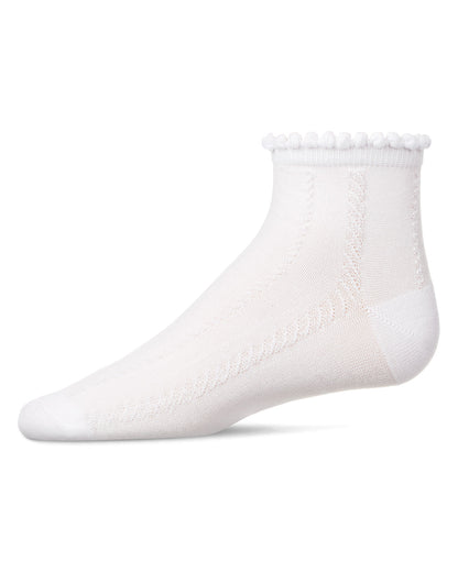 Girls' Rope Stitch Anklet Socks : Color: White