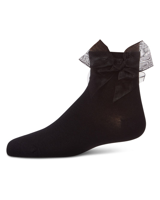 Girls' Tulle Bow Anklet Socks : Color: Black