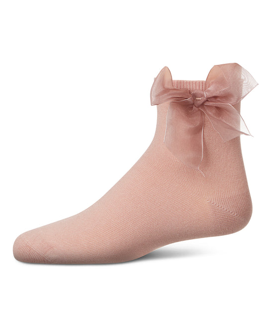 Girls' Tulle Bow Anklet Socks : Color: Blush