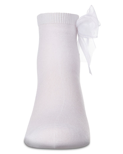 Girls' Tulle Bow Anklet Socks : Color: White