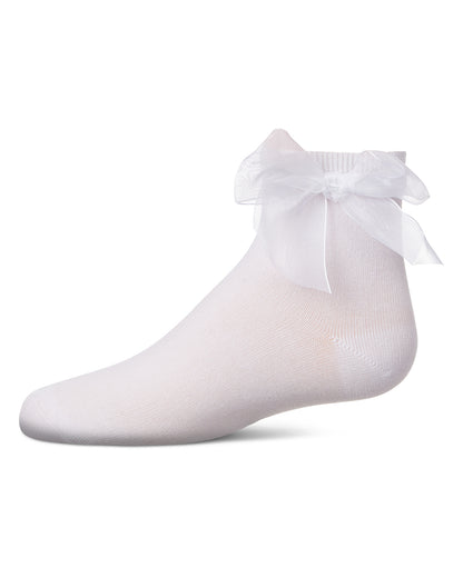 Girls' Tulle Bow Anklet Socks : Color: White