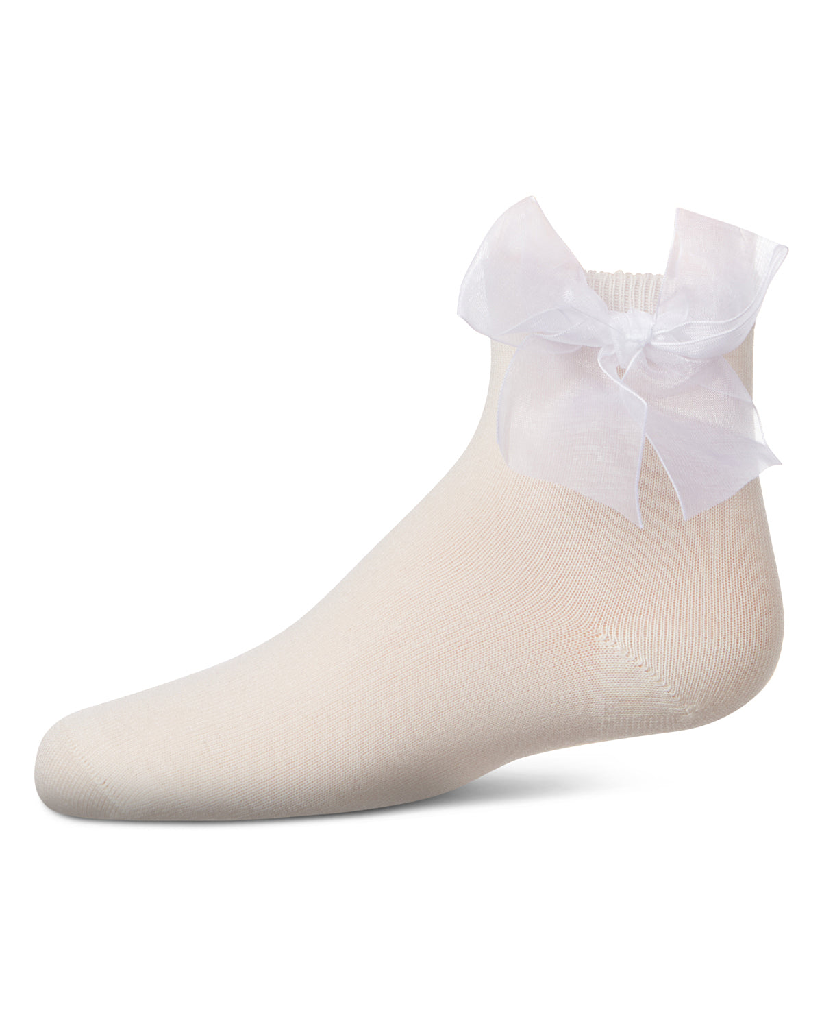 Girls' Tulle Bow Anklet Socks : Color: Winter White