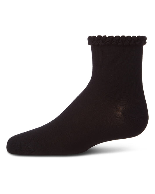 Girls' Bubble Stitch Welt Anklet Socks : Color: Black