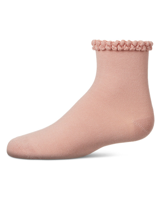 Girls' Bubble Stitch Welt Anklet Socks : Color: Blush