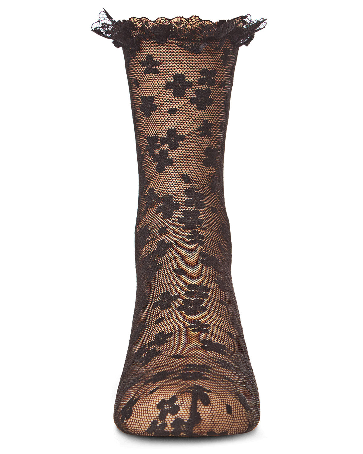 Girls' Lace Anklet Socks : Color: Black