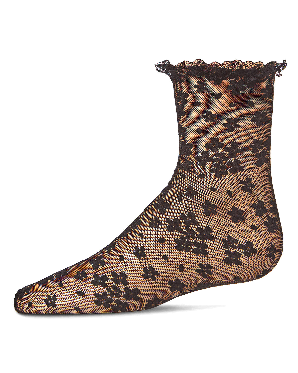 Girls' Lace Anklet Socks : Color: Black
