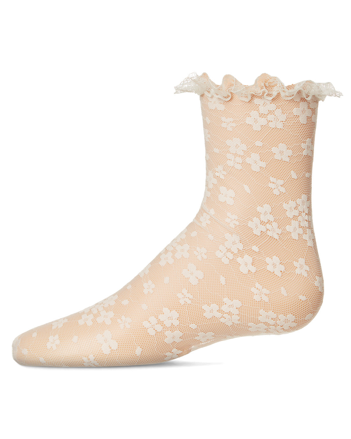 Girls' Lace Anklet Socks : Color: Winter White