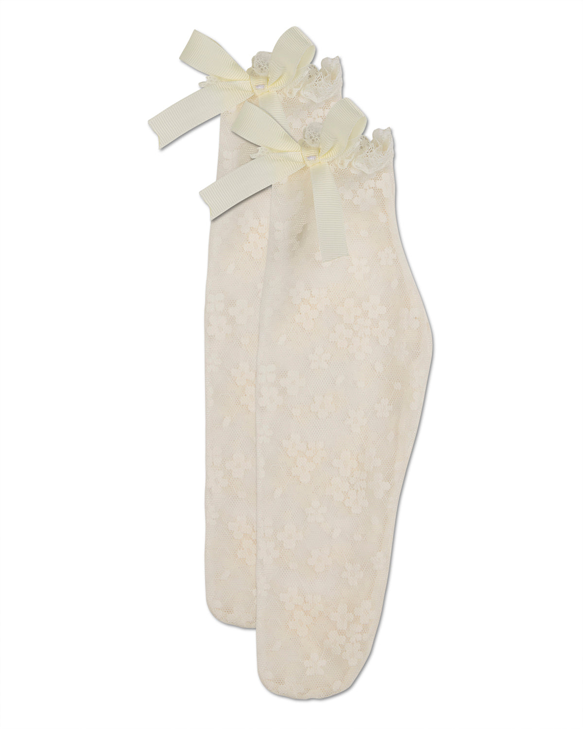 Girls Floral Lace Bow Trim Ankle Sock : Color: Black