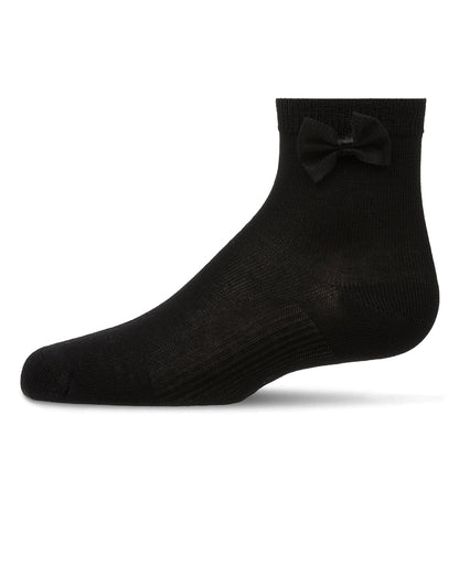 Girls Bow-Trimmed Mercerized Cotton Rich Ankle Sock : Color: Black