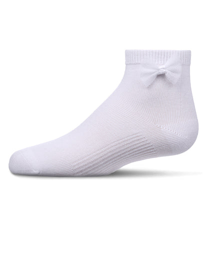 Girls Bow-Trimmed Mercerized Cotton Rich Ankle Sock : Color: White
