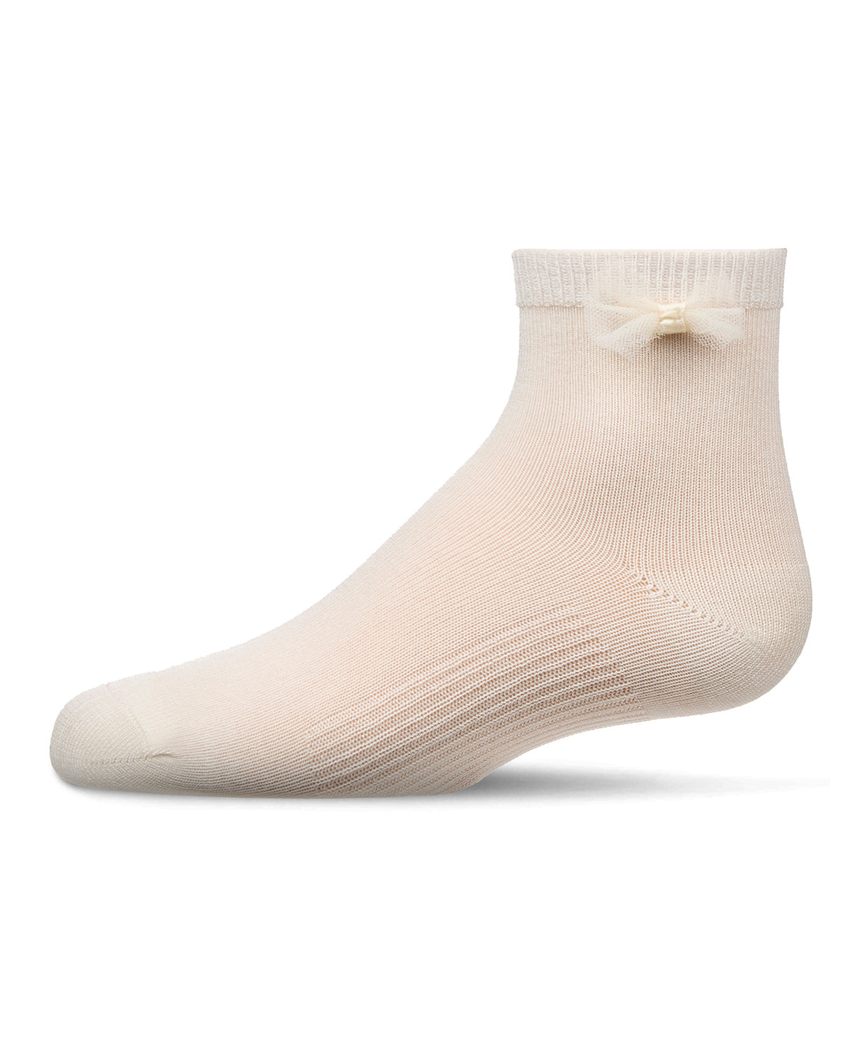 Girls Bow-Trimmed Mercerized Cotton Rich Ankle Sock : Color: Winter White