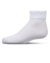 Girls Crochet Ruffle-Trim Mercerized Cotton Blend Ankle Sock : Color: White