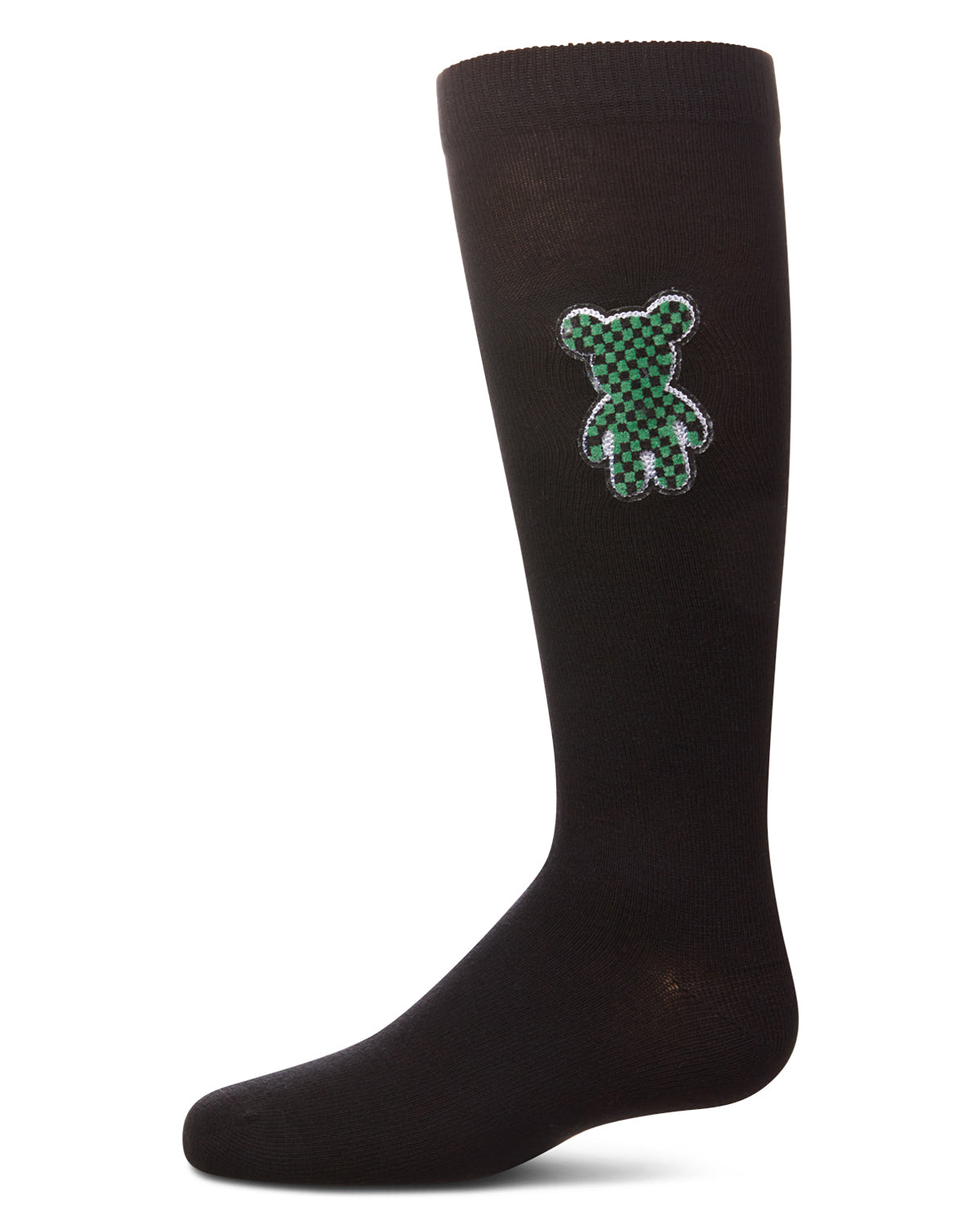 Girls' Boxed Bear Patch Knee High Socks : Color: Black