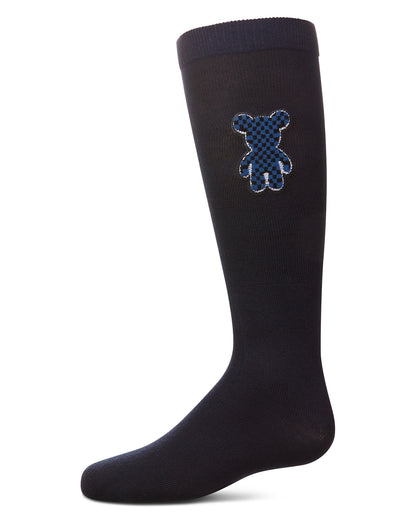 Girls' Boxed Bear Patch Knee High Socks : Color: Navy