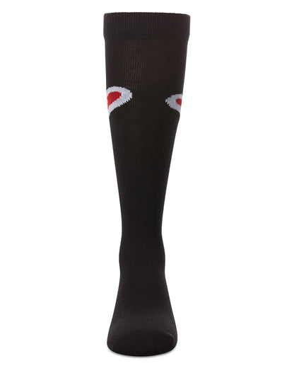 Girls' Outline Heart Knee High Socks : Color: Black