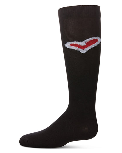 Girls' Outline Heart Knee High Socks : Color: Black