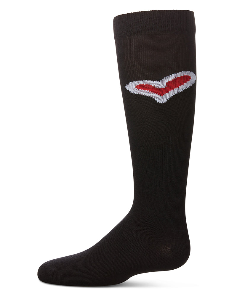 Girls' Outline Heart Knee High Socks