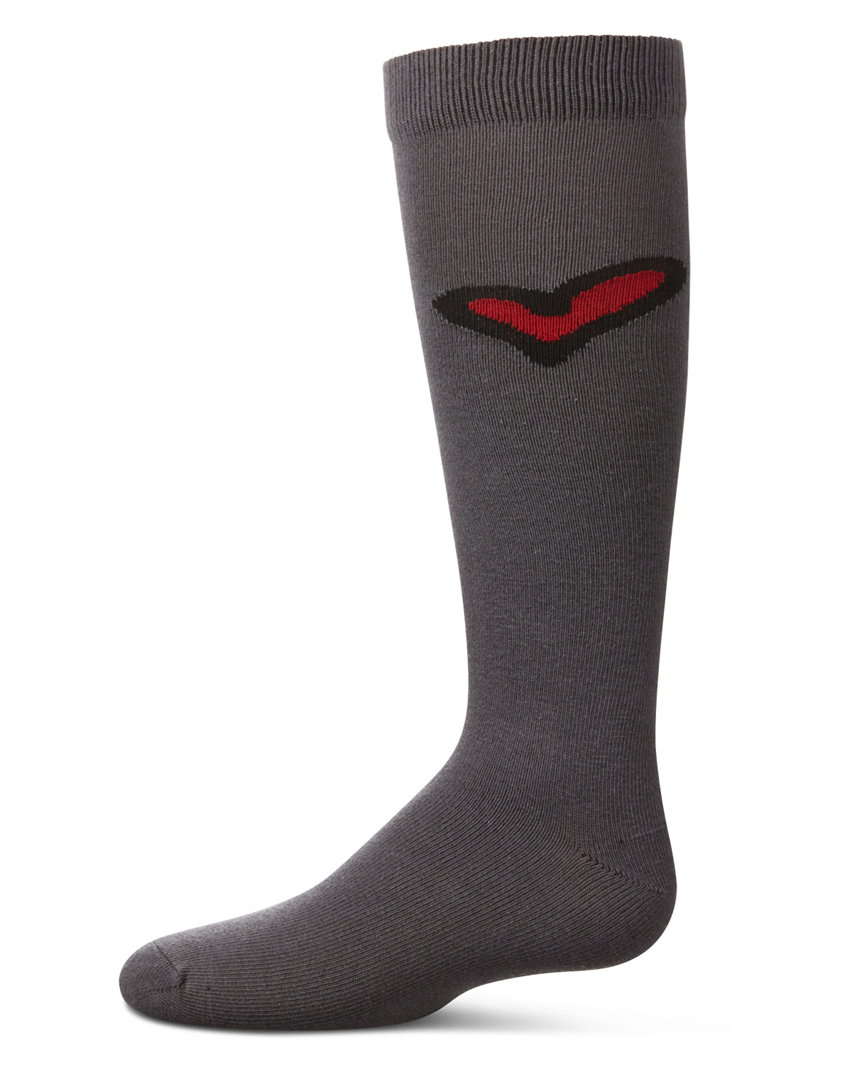 Girls' Outline Heart Knee High Socks : Color: Dark Gray Heather