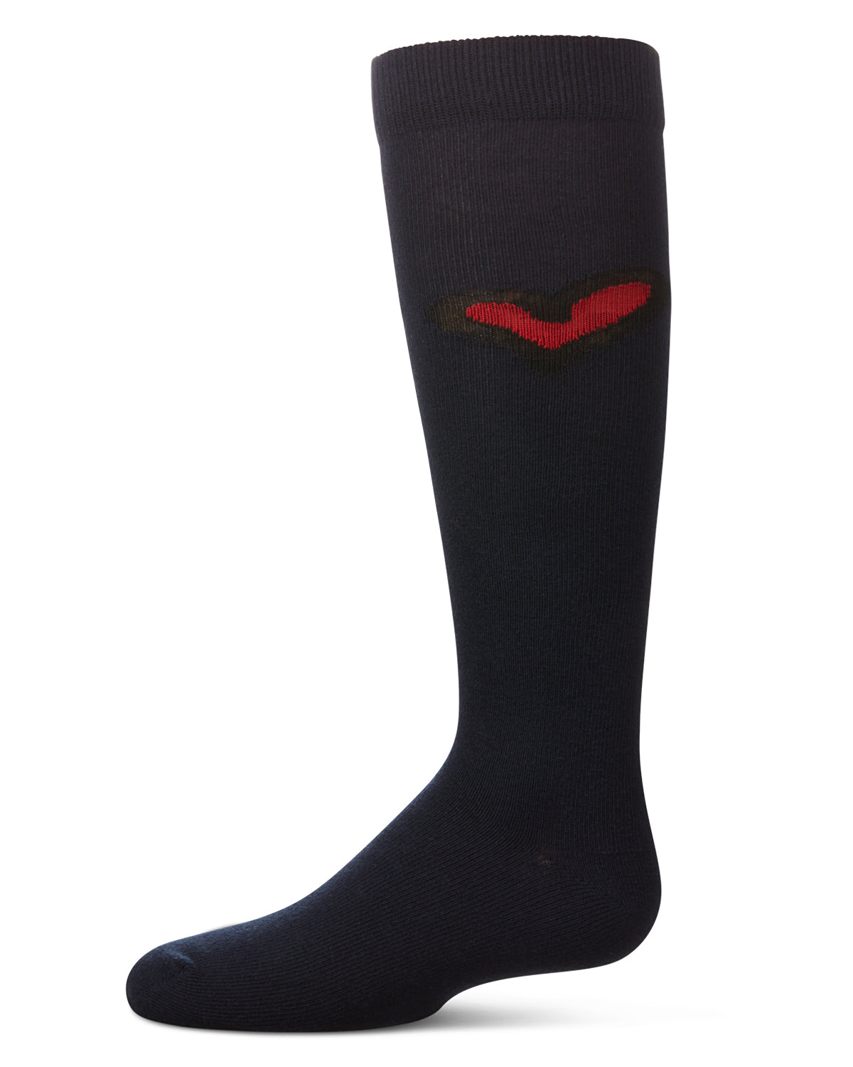 Girls' Outline Heart Knee High Socks : Color: Navy