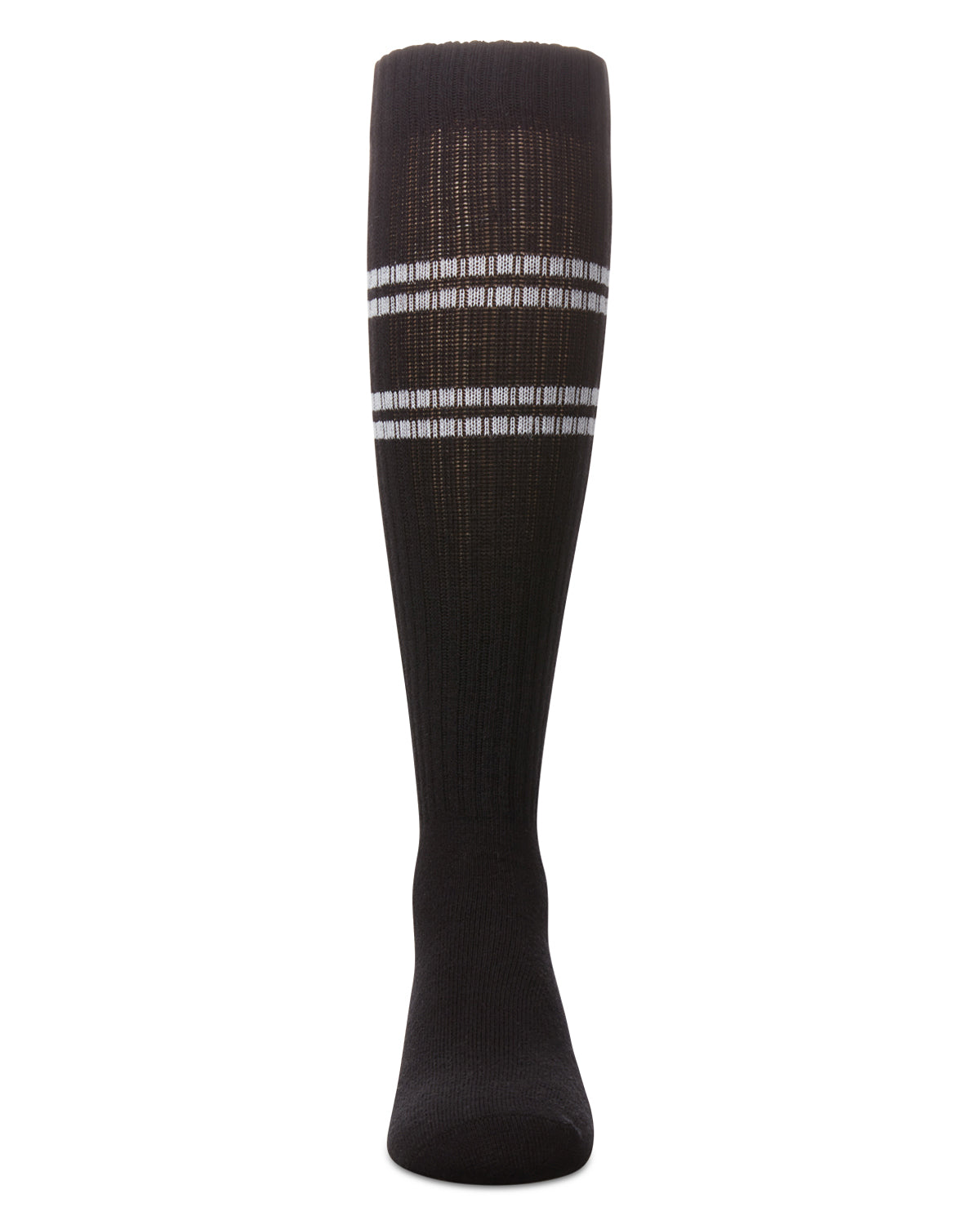 Girls' Ribbed Athletic Stripe Knee High Socks : Color: Black