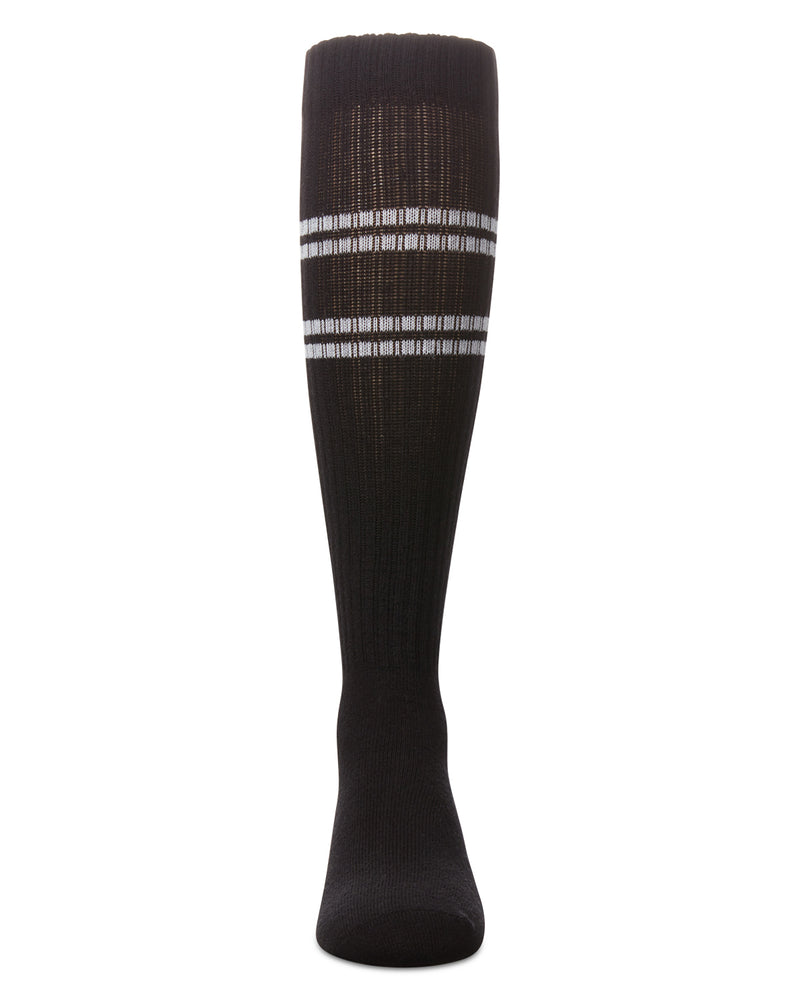 Girls' Ribbed Athletic Stripe Knee High Socks