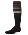 Girls' Ribbed Athletic Stripe Knee High Socks : Color: Black