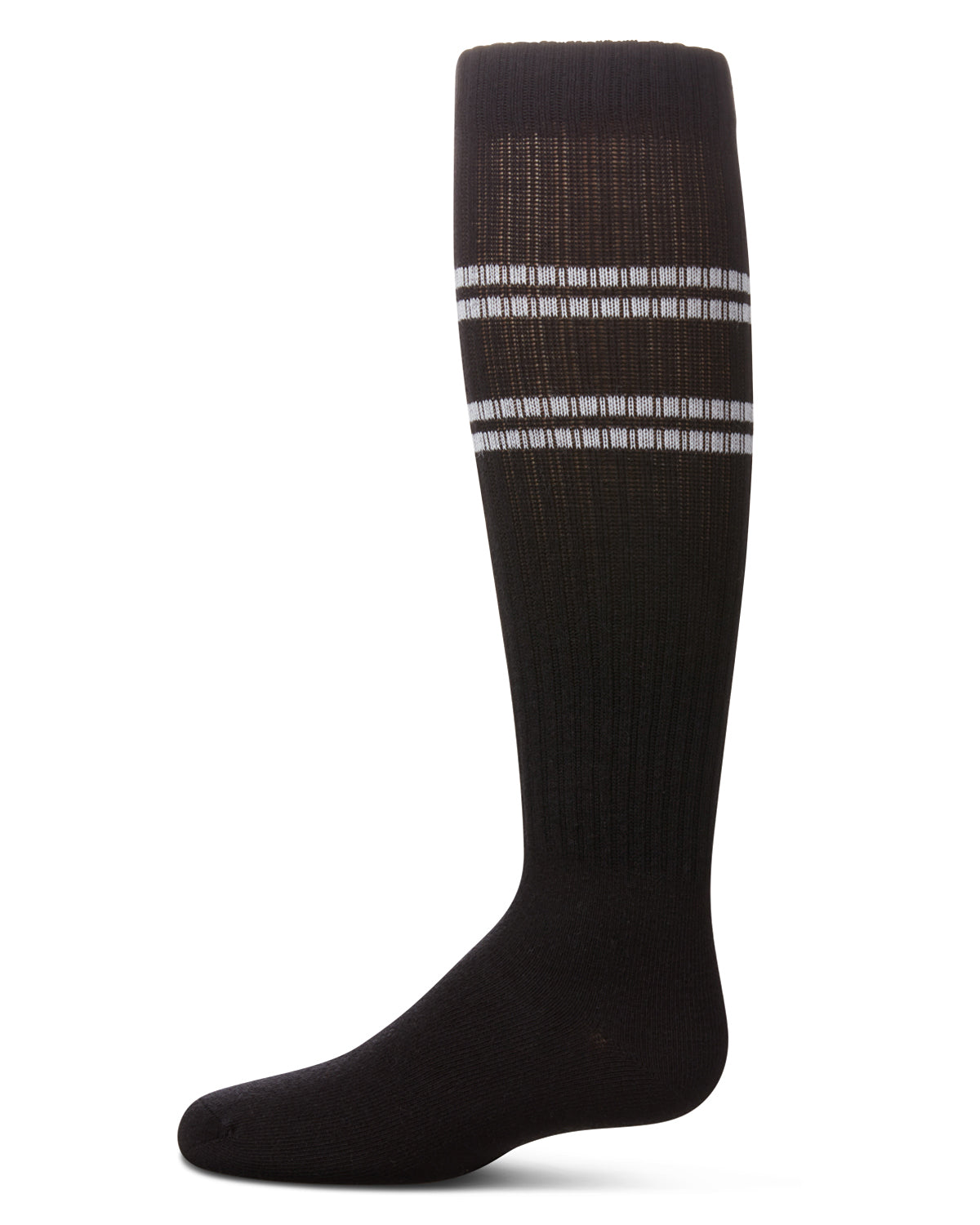 Girls' Ribbed Athletic Stripe Knee High Socks : Color: Black