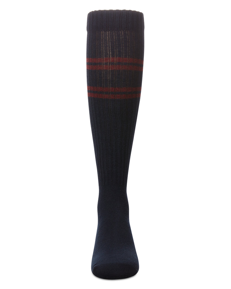 Girls' Ribbed Athletic Stripe Knee High Socks