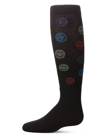 Girls' All Over Smile Knee High Socks : Color: Black