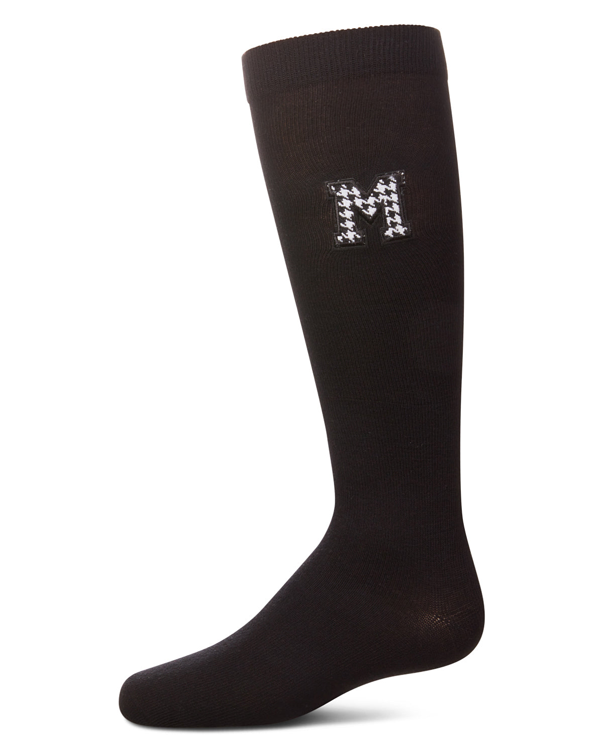 Girls' Houndstooth M Knee High Socks : Color: Black