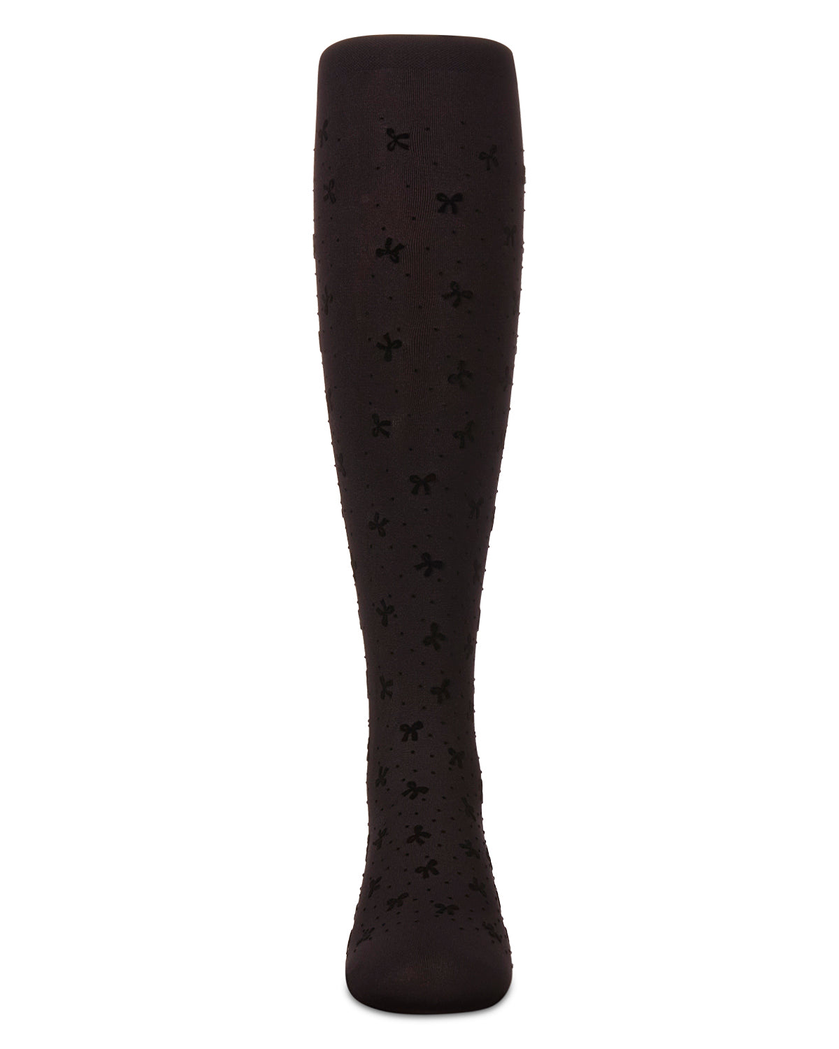 Girls' Mini Bow Flocked Opaque Tights : Color: Black