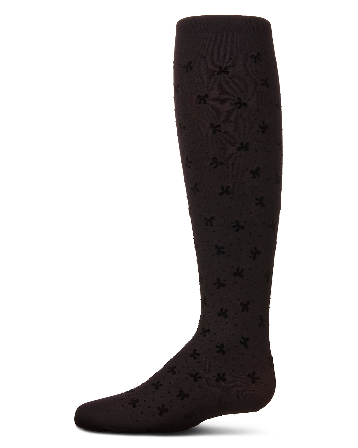 Girls' Mini Bow Flocked Opaque Tights : Color: Black