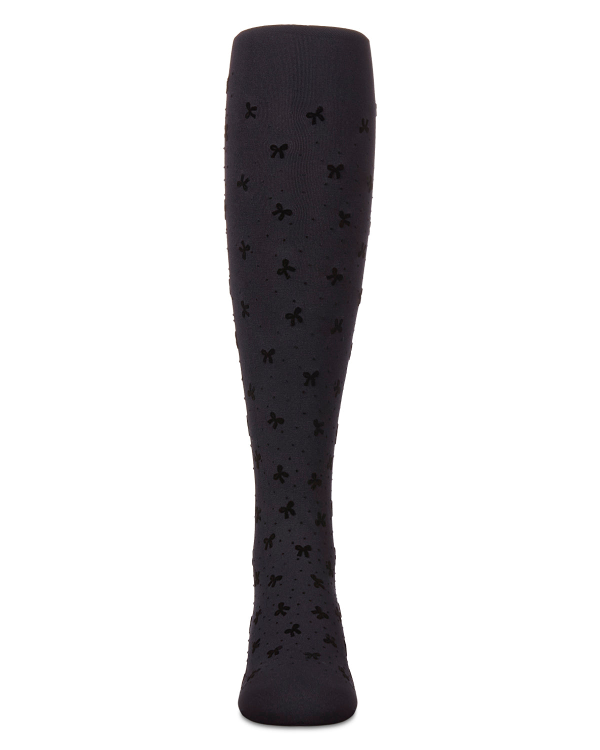 Girls' Mini Bow Flocked Opaque Tights : Color: Black