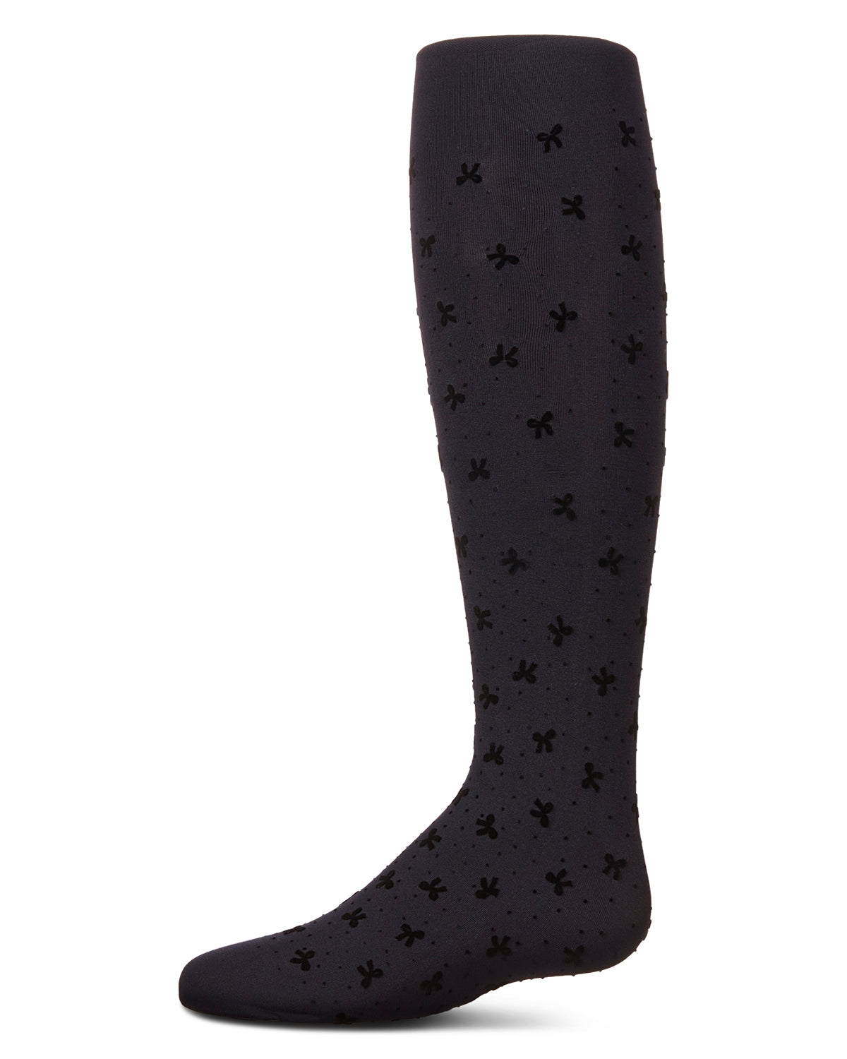 Girls' Mini Bow Flocked Opaque Tights : Color: Navy