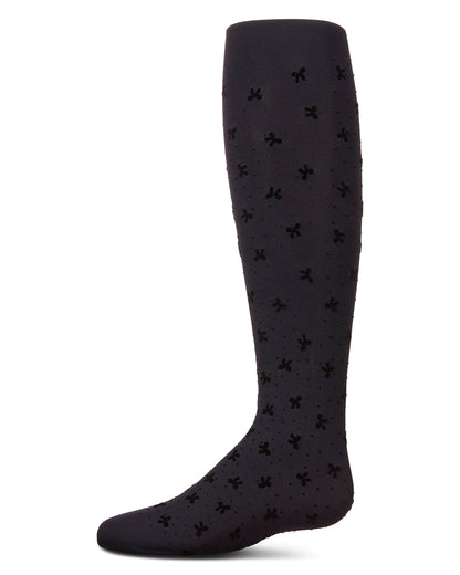 Girls' Mini Bow Flocked Opaque Tights : Color: Navy