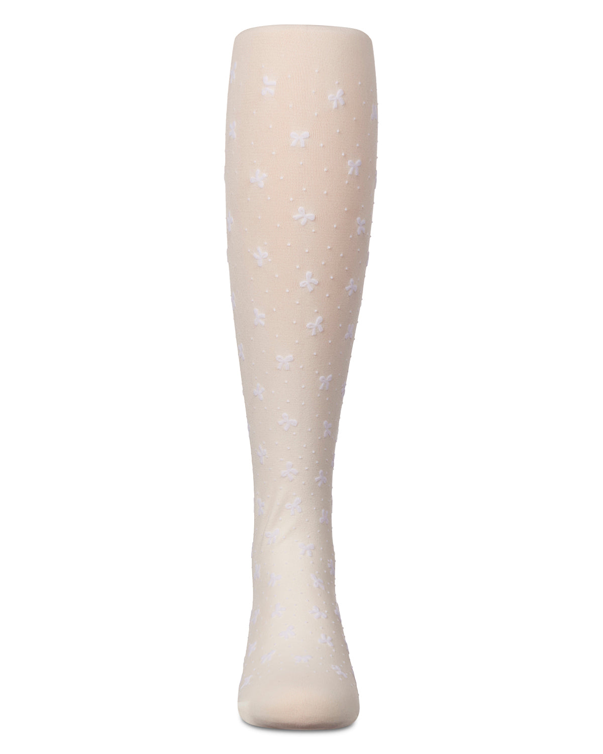 Girls' Mini Bow Flocked Opaque Tights : Color: Black