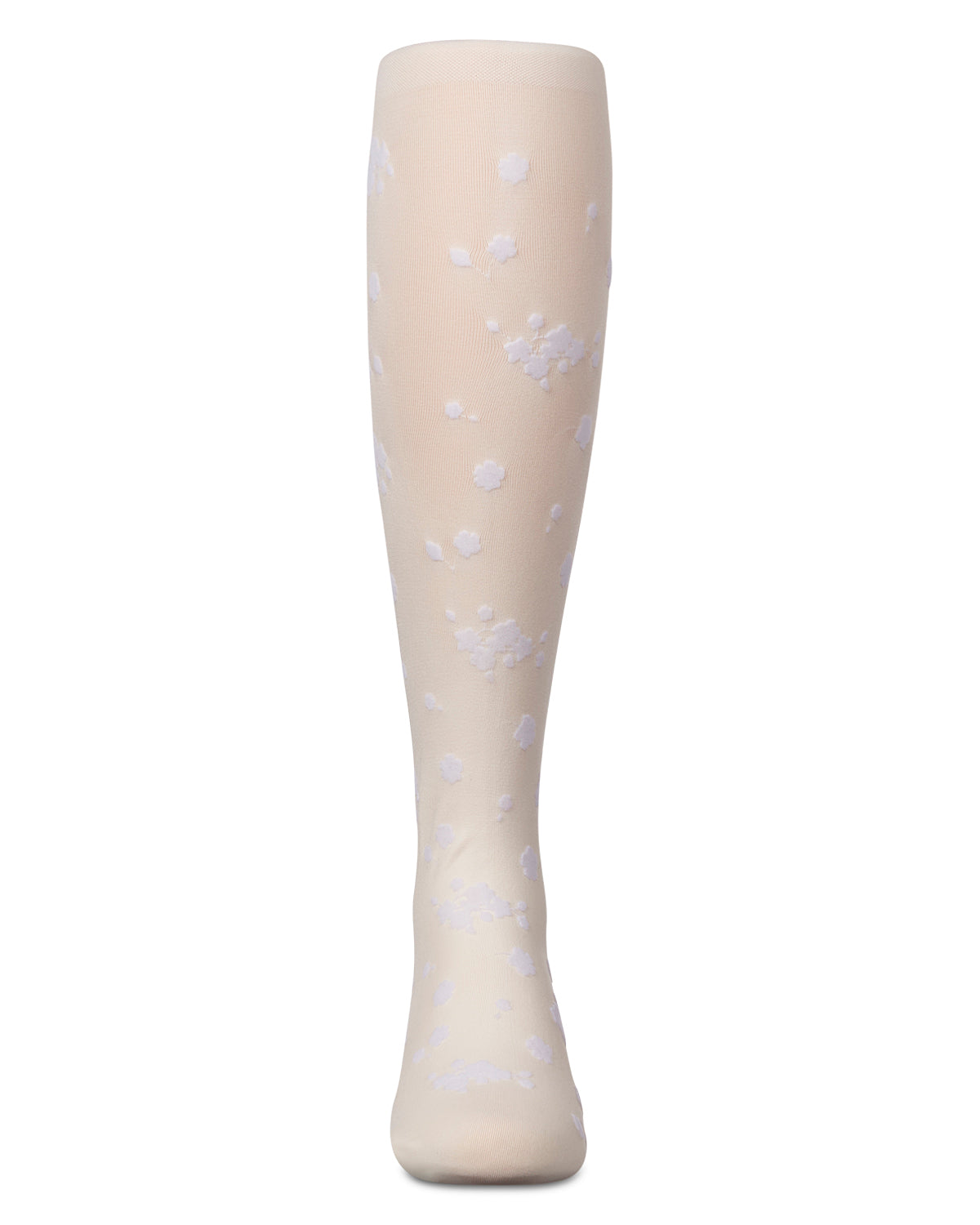 Girls Opaque Floral Flocked Tights : Color: Black