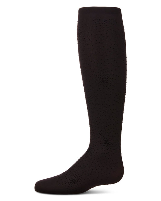 Girls Flocked Opaque "Fireworks" Tights : Color: Black