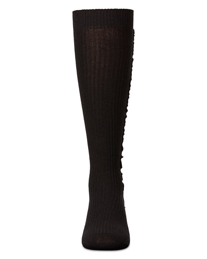Girls' Wavy Line Dress Socks : Color: Black