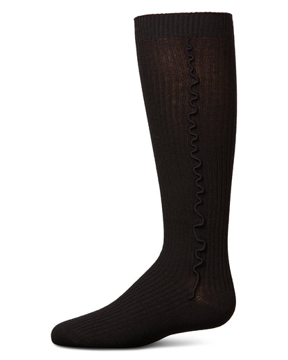 Girls' Wavy Line Dress Socks : Color: Black