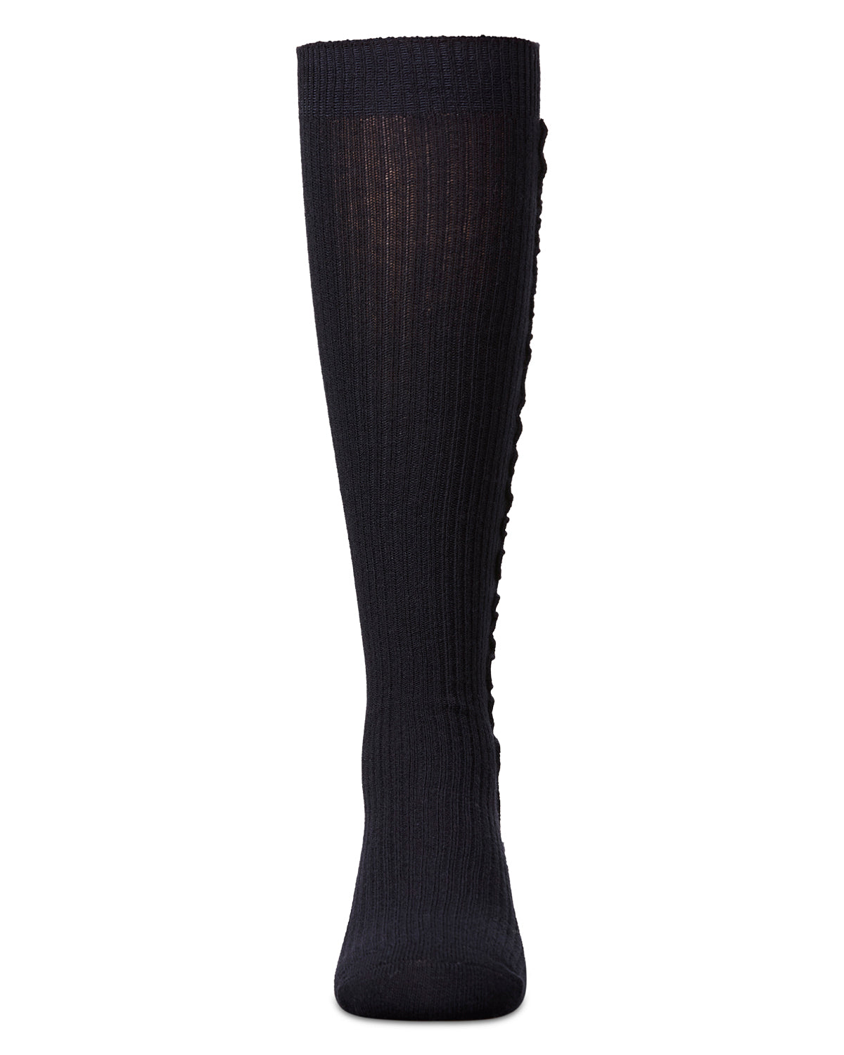 Girls' Wavy Line Dress Socks : Color: Black