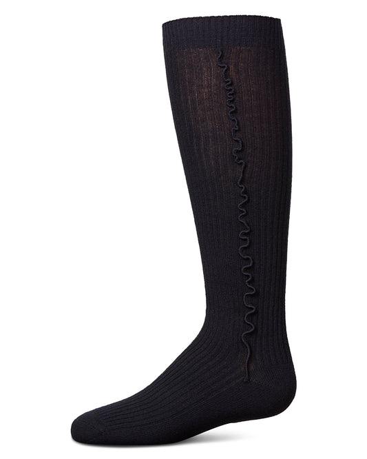 Girls' Wavy Line Dress Socks : Color: Navy