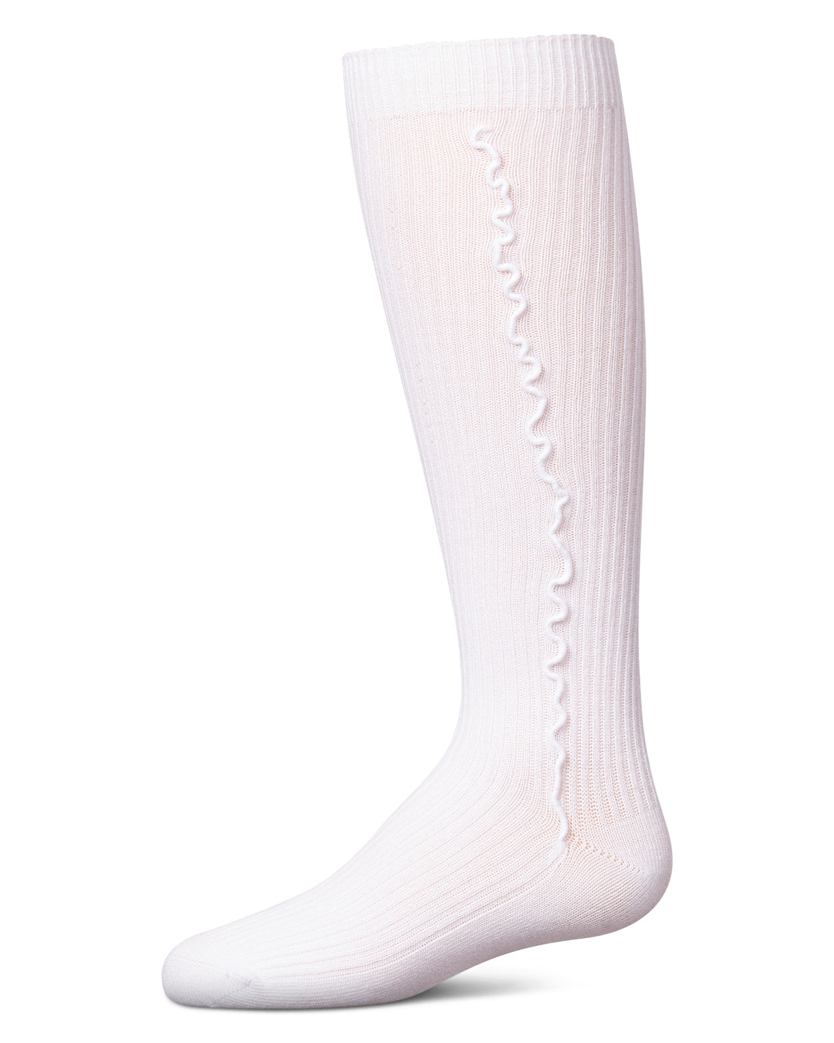 Girls' Wavy Line Dress Socks : Color: White